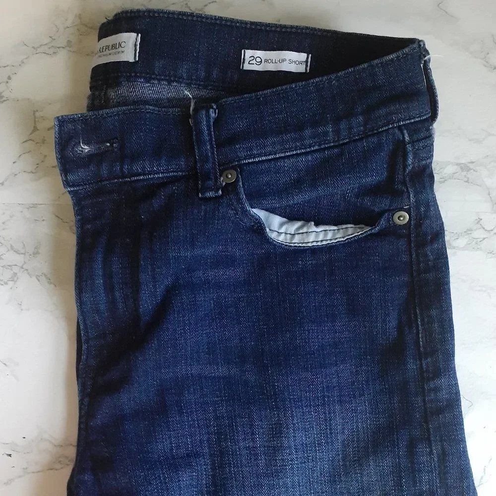 Banana Republic Premium Denim 29 Roll-Up Denim Jeans Shorts Small